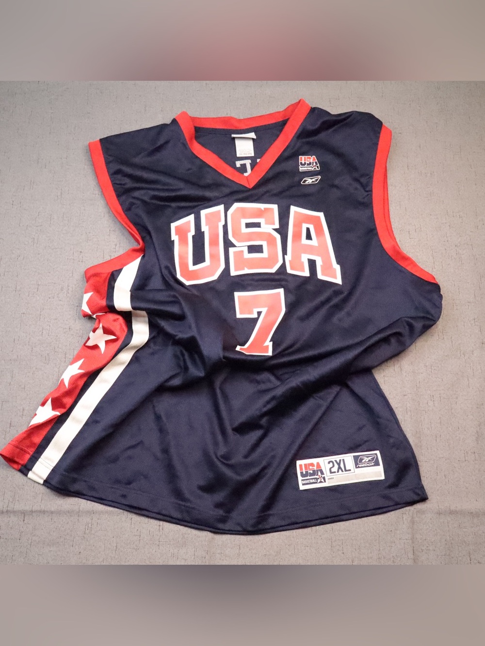 Vintage Reebok USA Basketball Jersey Shaquille O'Neal #7 Size 2XL Navy Blue